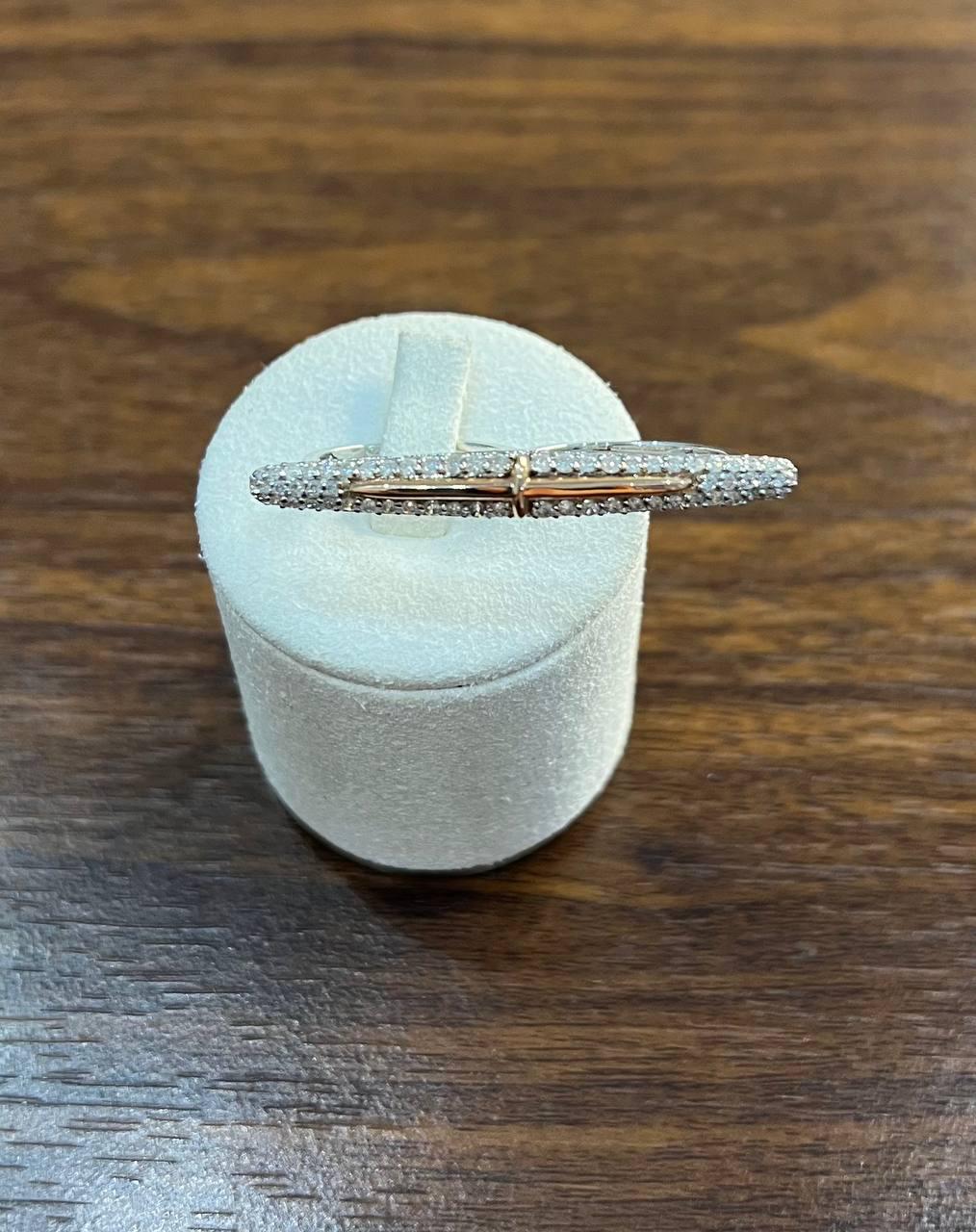 Diamond Pave Double Finger Knuckle 14K Rose White Gold Statement Ring