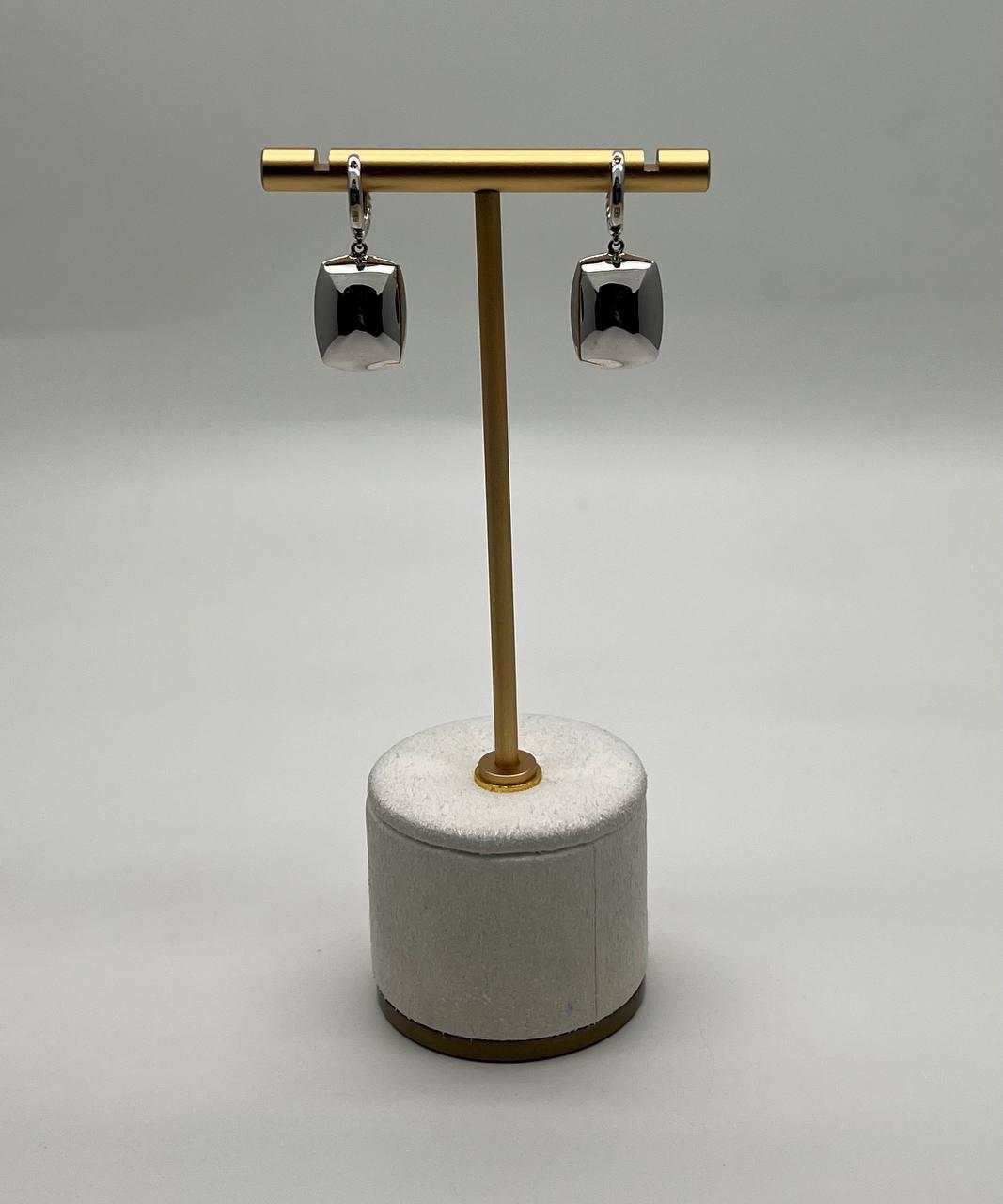 Blue Violet Chalcedony Diamond Halo 14K White Gold Statement Huggie Earrings