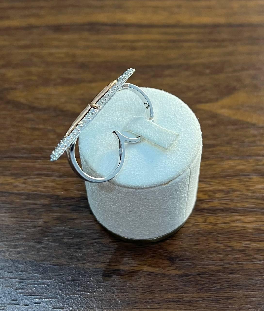 Diamond Pave Double Finger Knuckle 14K Rose White Gold Statement Ring