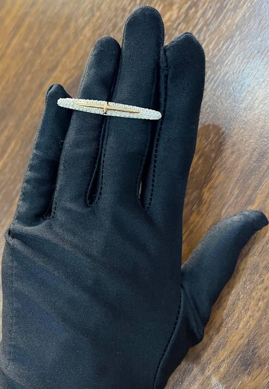 Diamond Pave Double Finger Knuckle 14K Rose White Gold Statement Ring