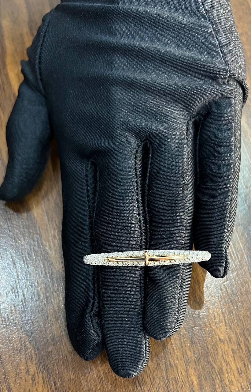 Diamond Pave Double Finger Knuckle 14K Rose White Gold Statement Ring