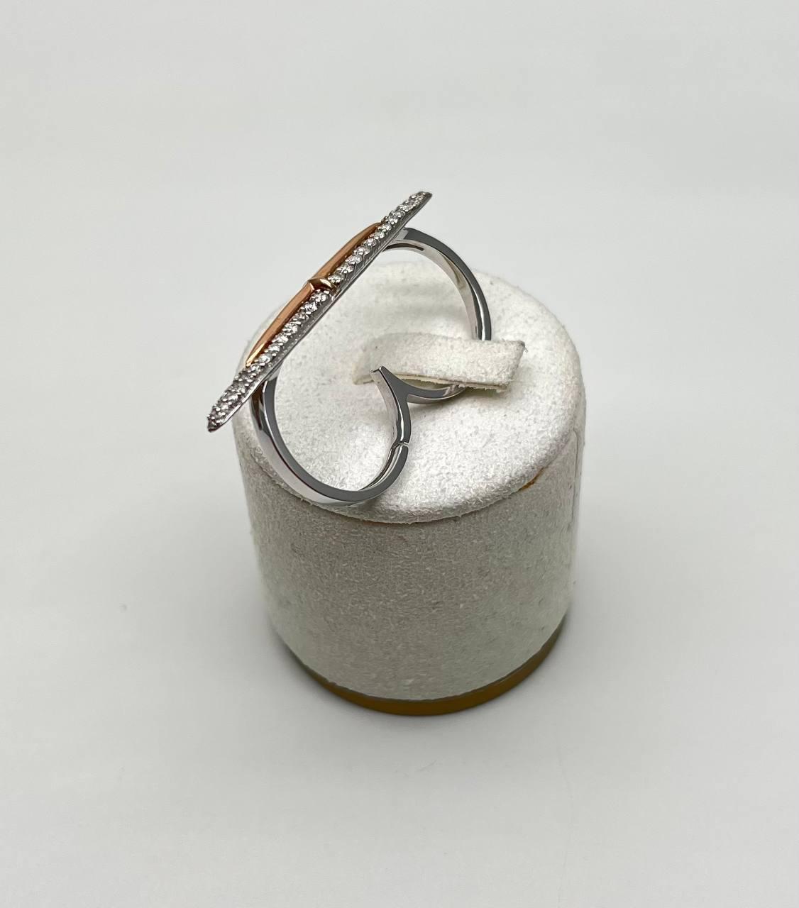 Diamond Pave Double Finger Knuckle 14K Rose White Gold Statement Ring