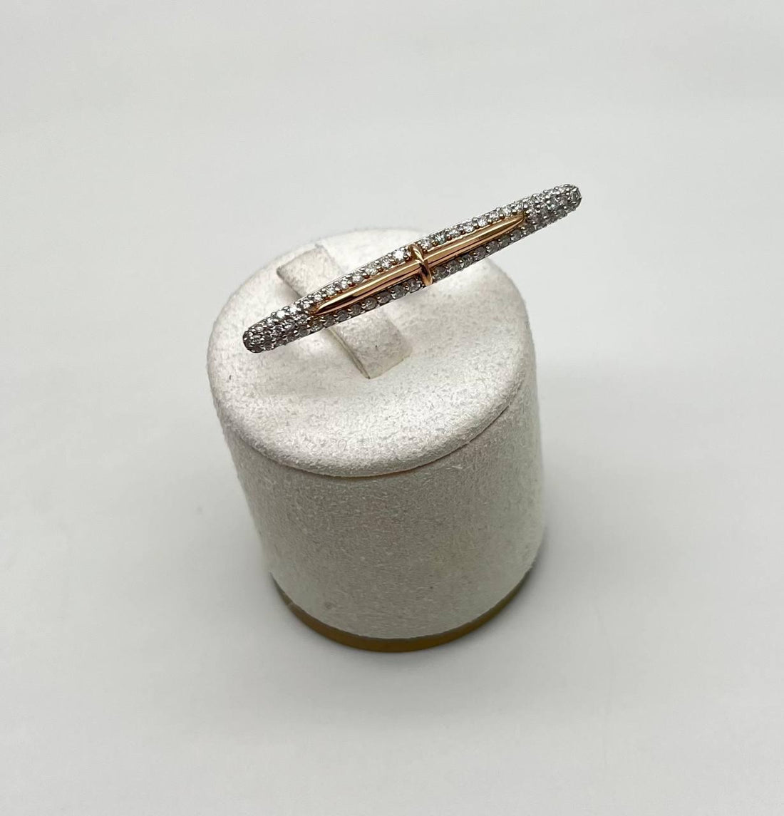 Diamond Pave Double Finger Knuckle 14K Rose White Gold Statement Ring