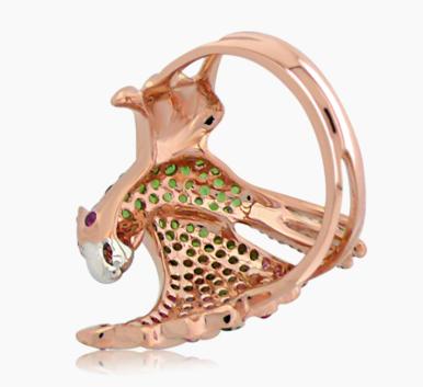 Multicolor Sapphire & Green & Diamond Toucan Parrot Bird Gold Pendant Necklace