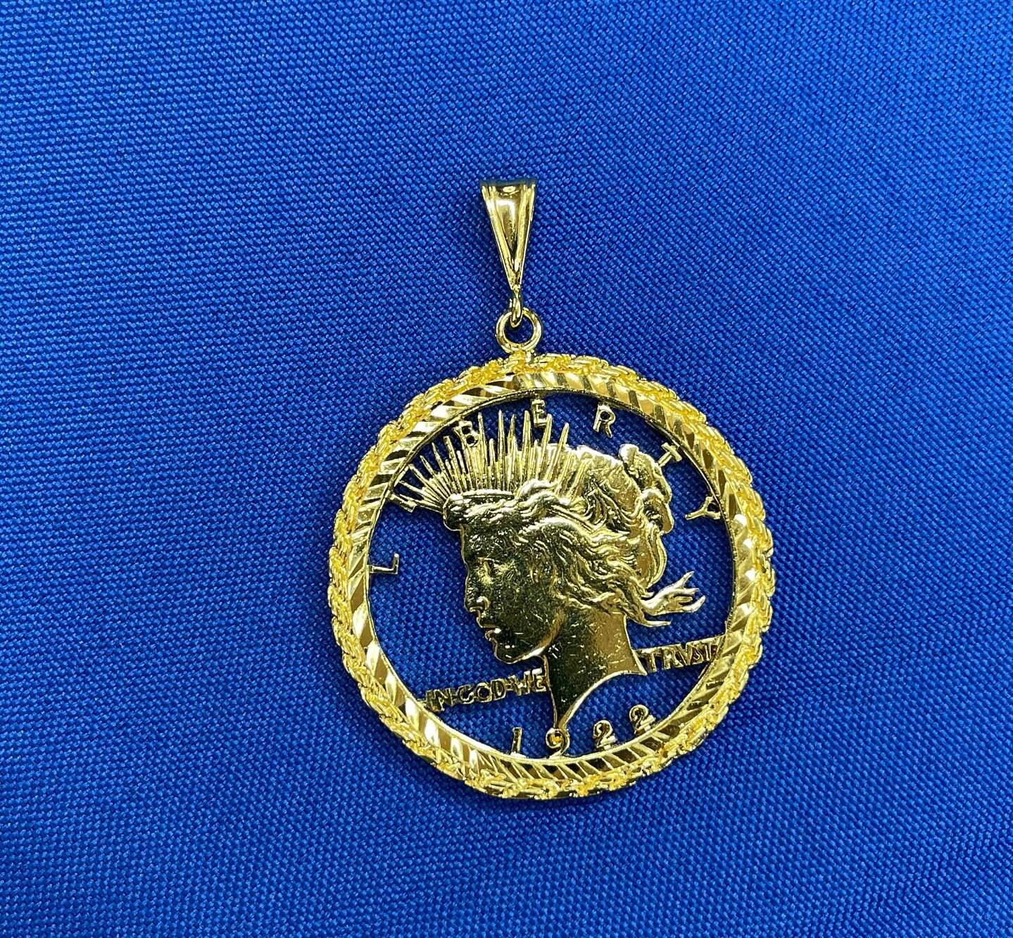 Genuine Vintage American USA Dollar Coin Lady Liberty Yellow Gold Vermeil Sterli