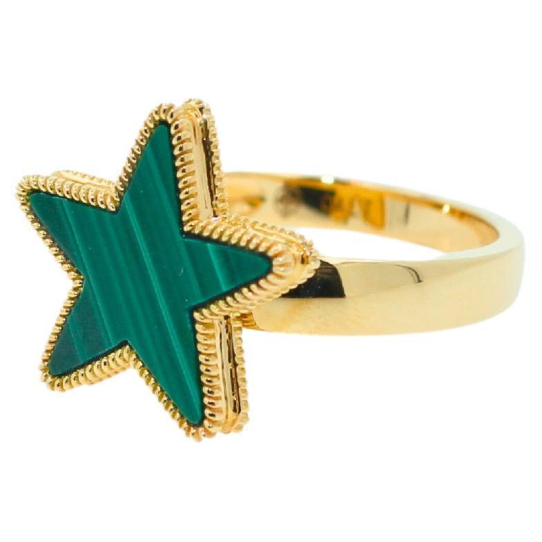 Green Malachite Star Galaxy Celestial Constellation Zodiac 18k Yellow Gold Ring