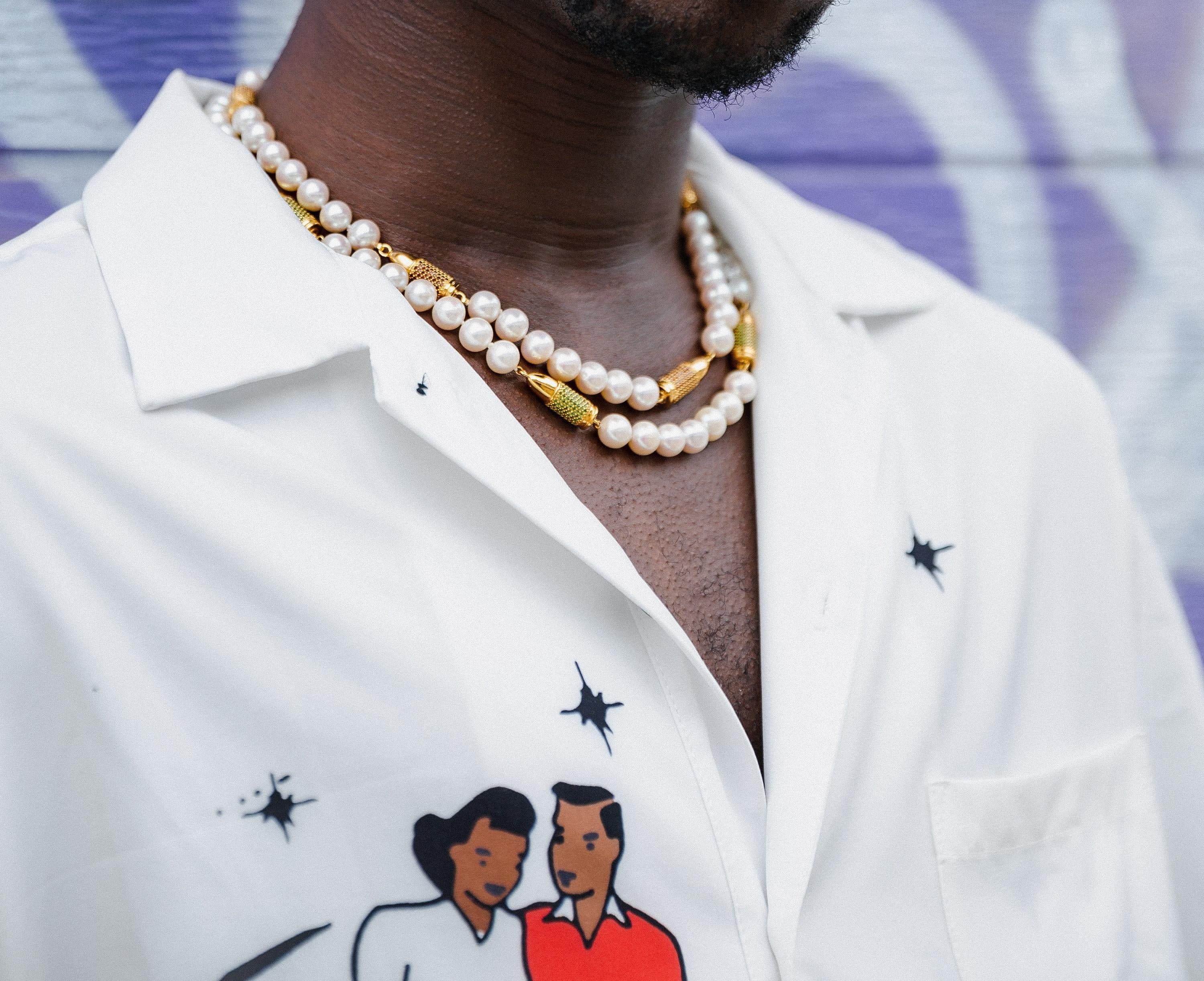 Black Spinel Pave Set Gold Rocket Bullet Grey Pearl 18K Gold Vermeil Sterling Si