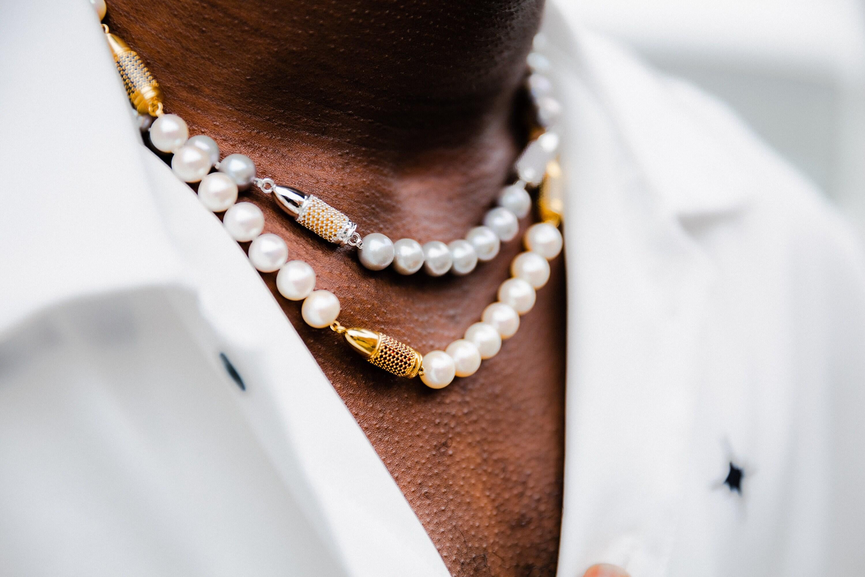 Black Spinel Pave Set Silver Rocket Bullet White Pearl Sterling Silver Bead Stat