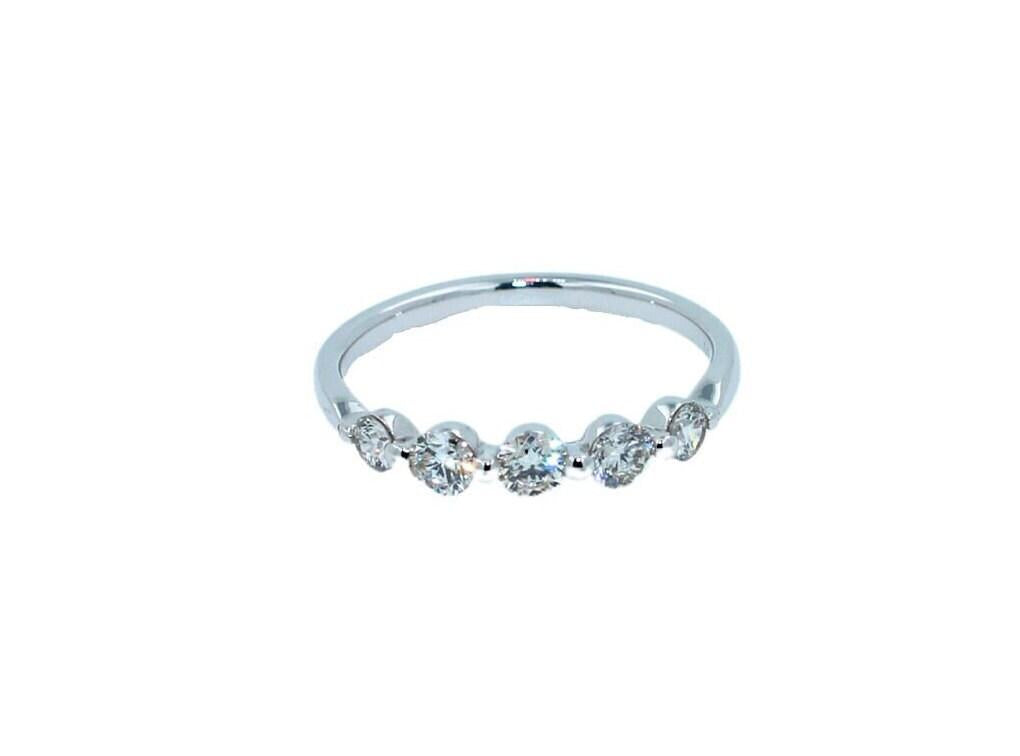 Half Carats Round Shape Brilliant Cut Diamond Half Bezel Prong Set Thin Eternity