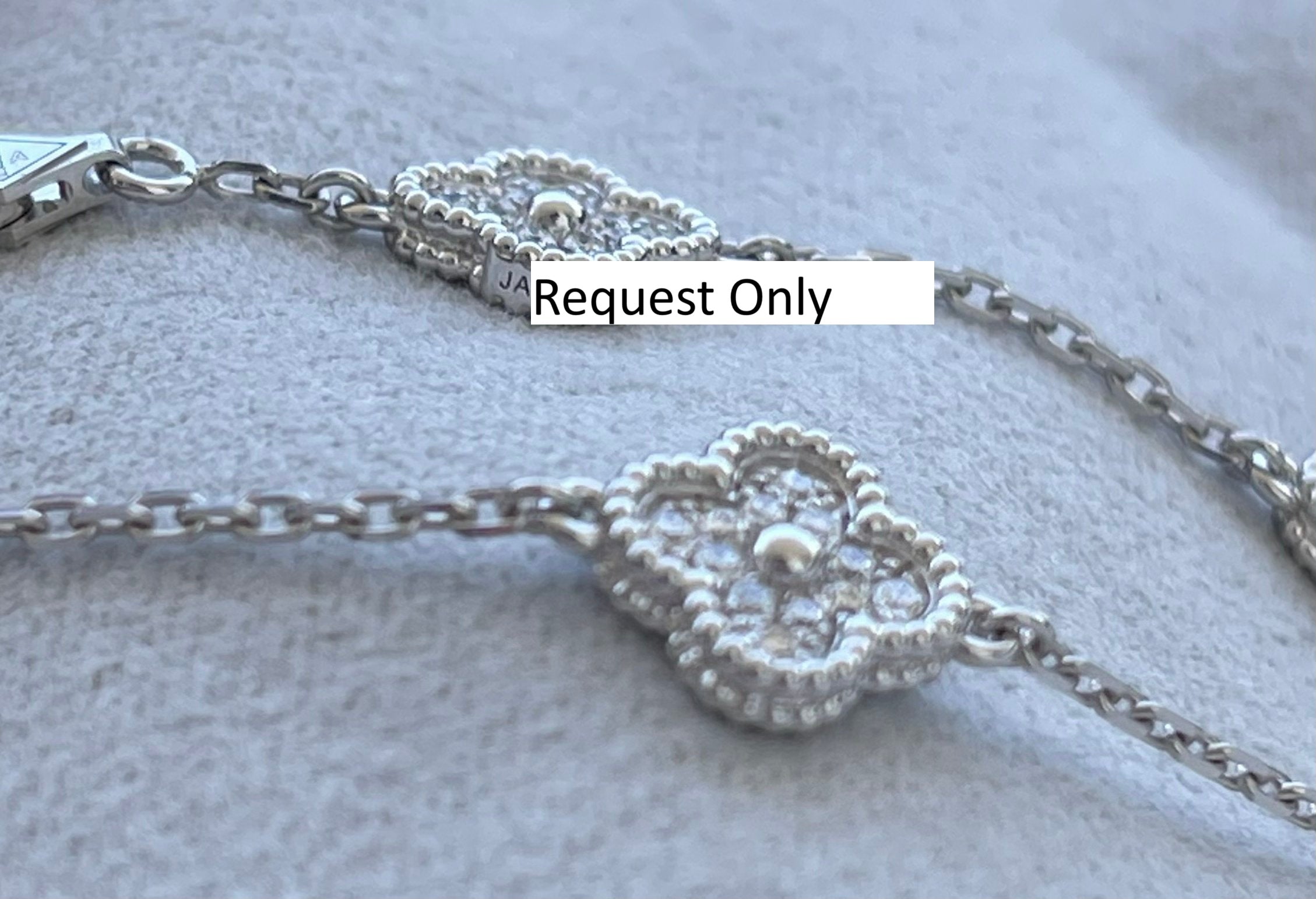 Van Cleef & Arpels Sweet Alhambra Diamond Pave 6 Motifs 18K White Gold Bracelet