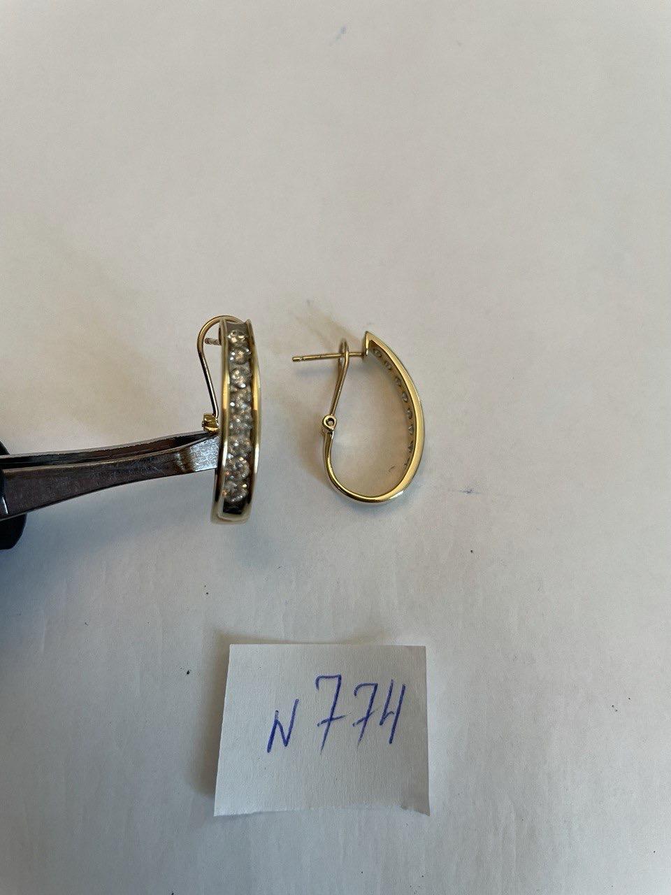 Channel Set White Diamonds 14K Yellow Gold Huggie Hoops Earrings
