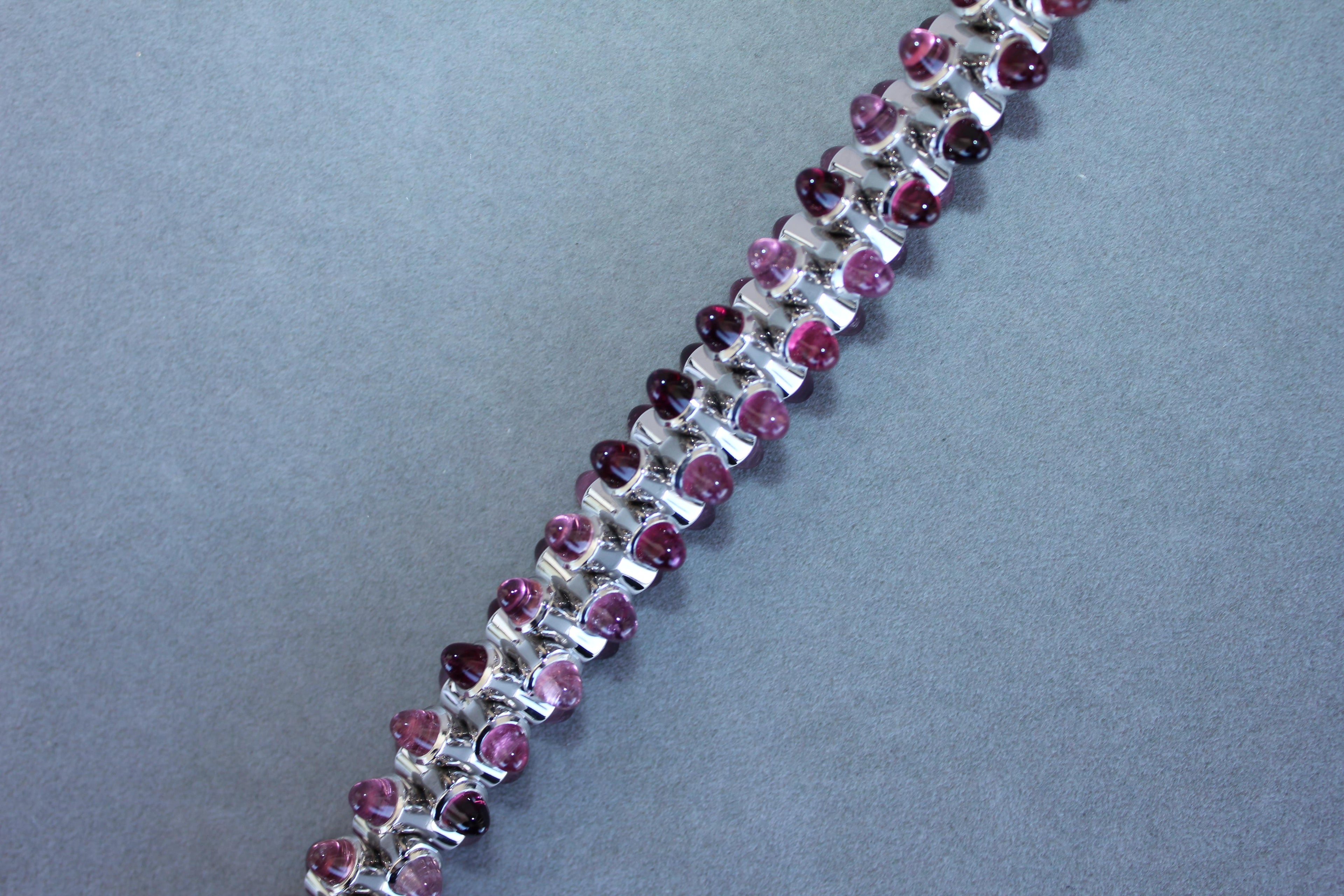 Tamara Commoli Pink Tourmaline Rubellite Mikado 18K White Gold Unique Bracelet