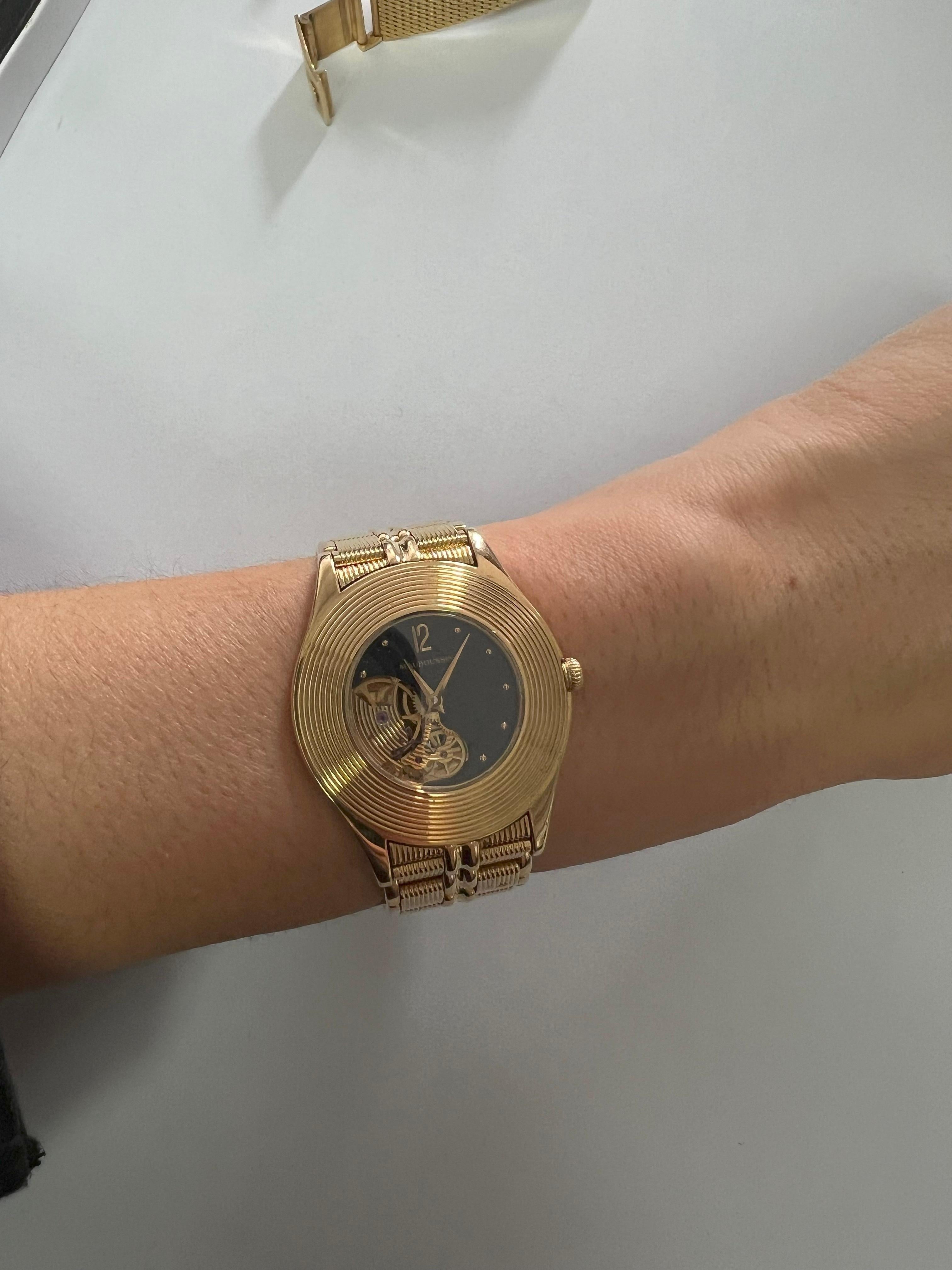 Mauboussin Black Dial 18 Karat Yellow Gold Vintage Watch