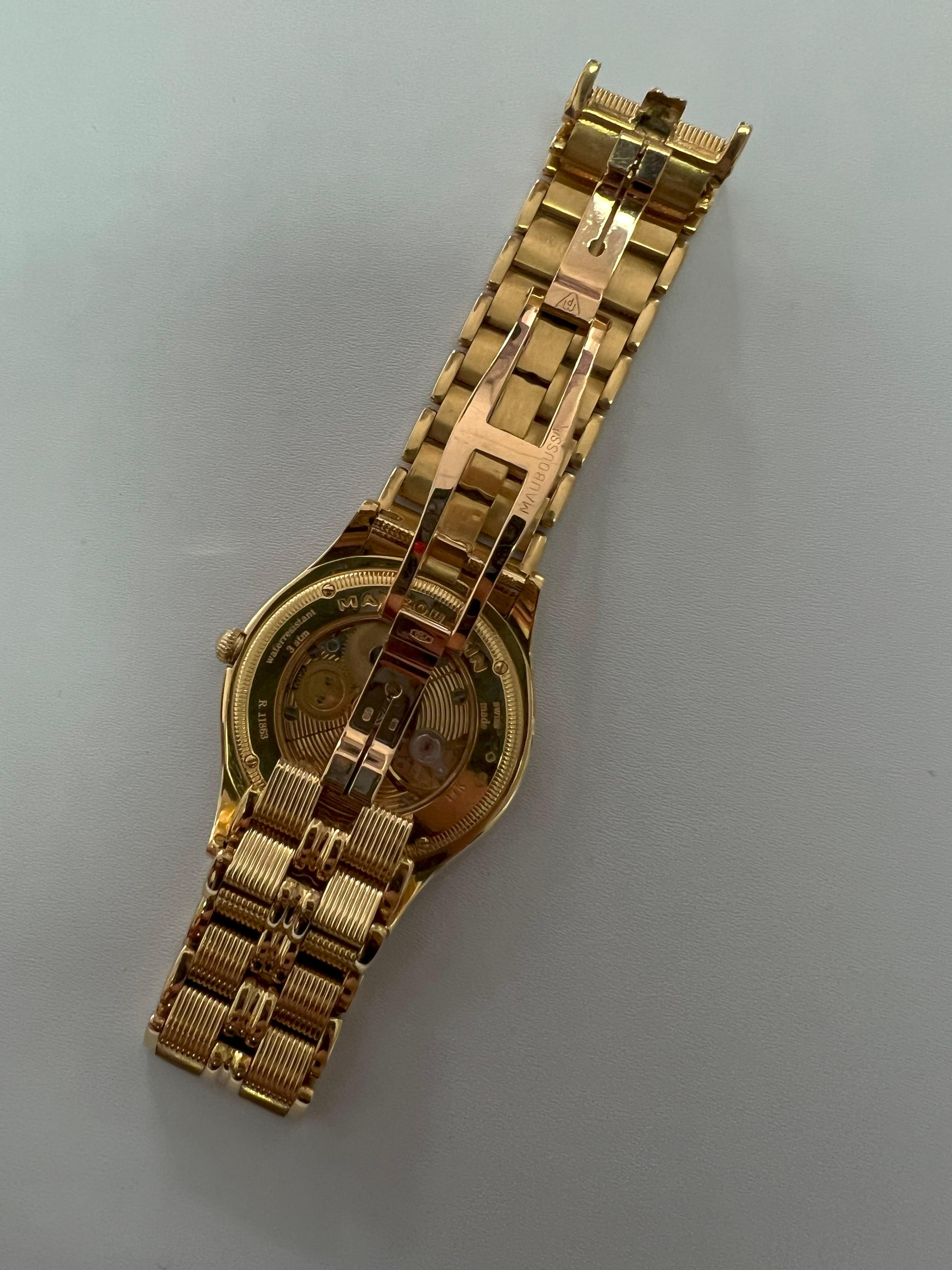 Mauboussin Black Dial 18 Karat Yellow Gold Vintage Watch