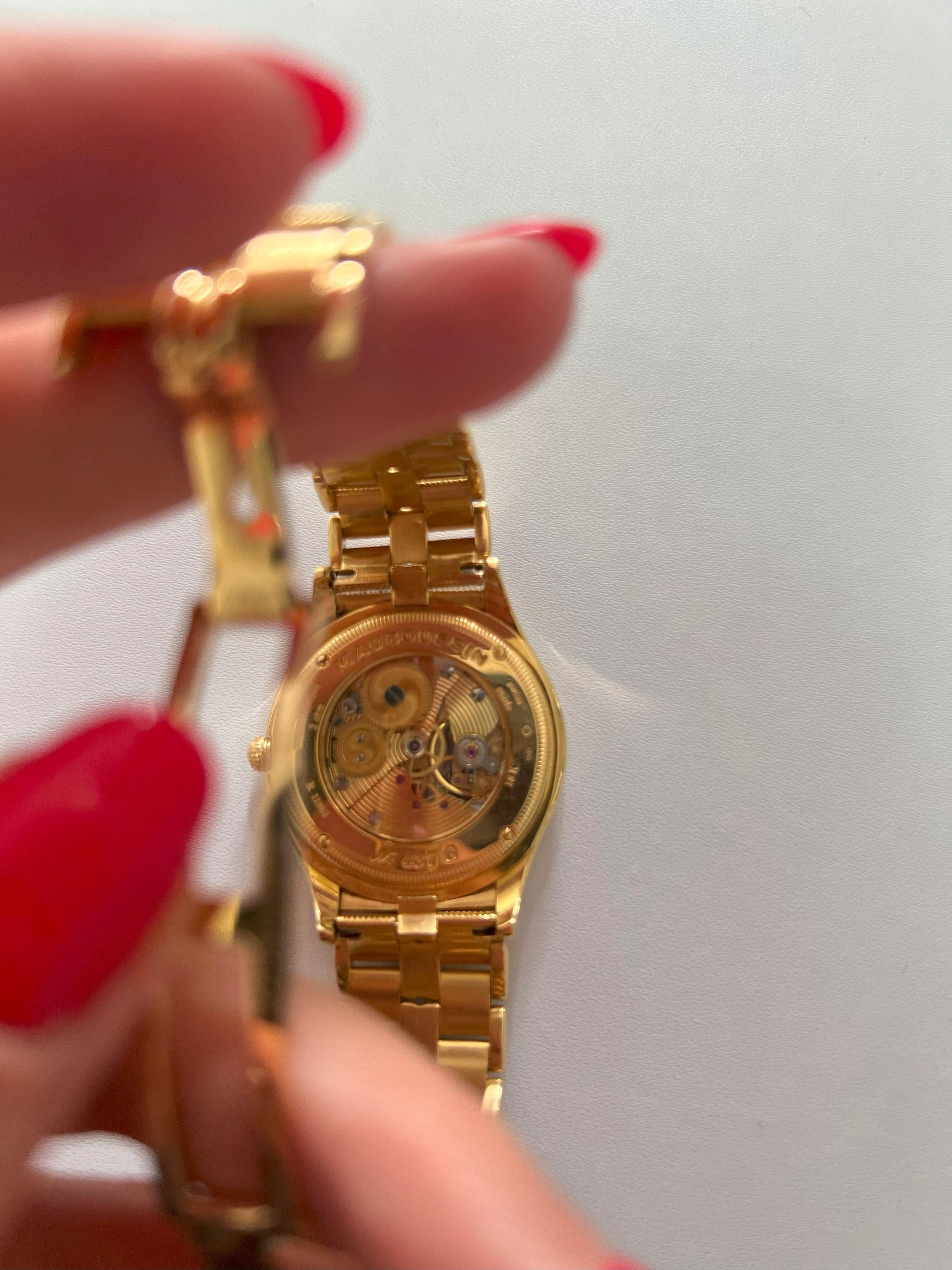 Mauboussin Black Dial 18 Karat Yellow Gold Vintage Watch