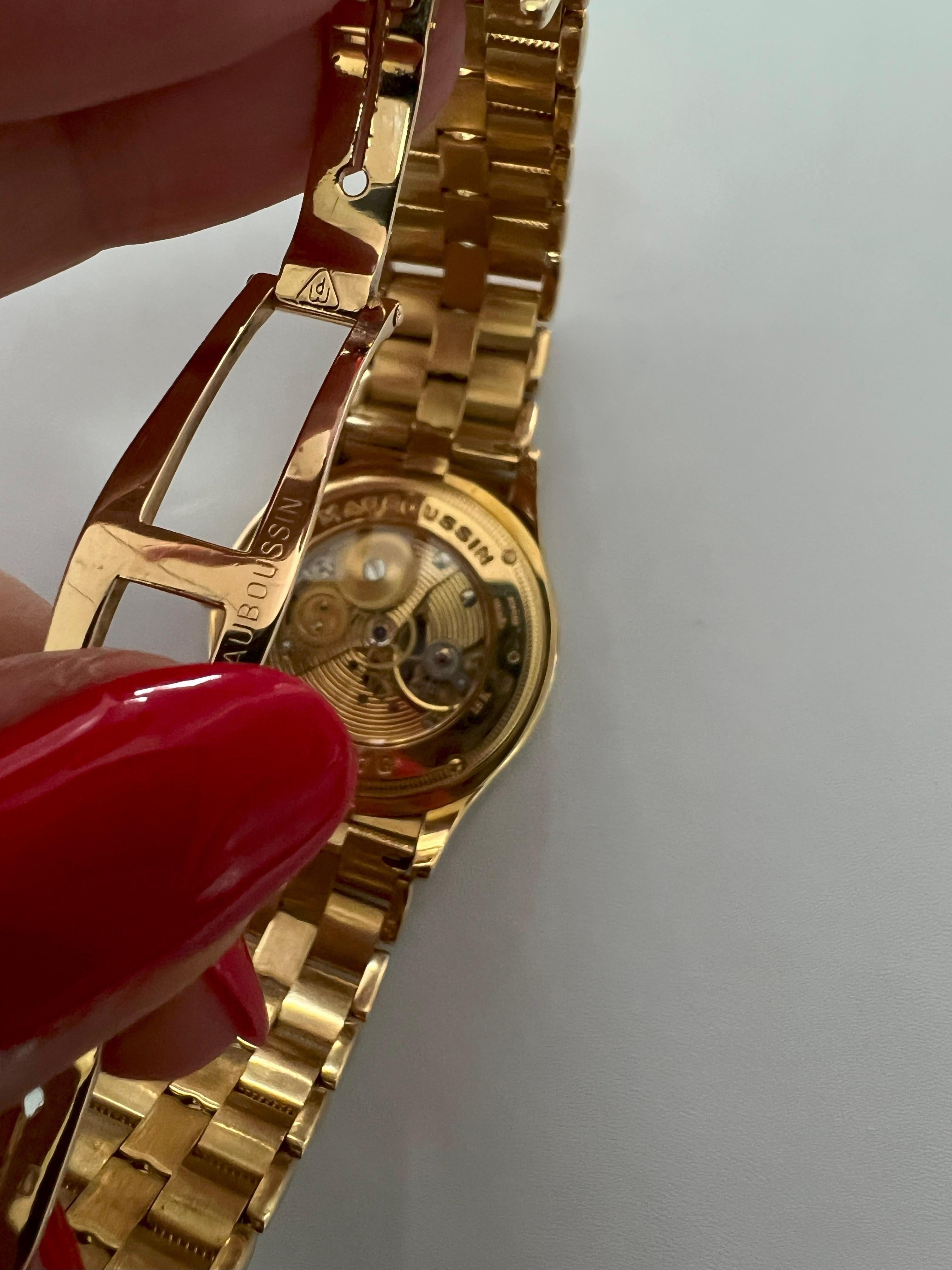 Mauboussin Black Dial 18 Karat Yellow Gold Vintage Watch