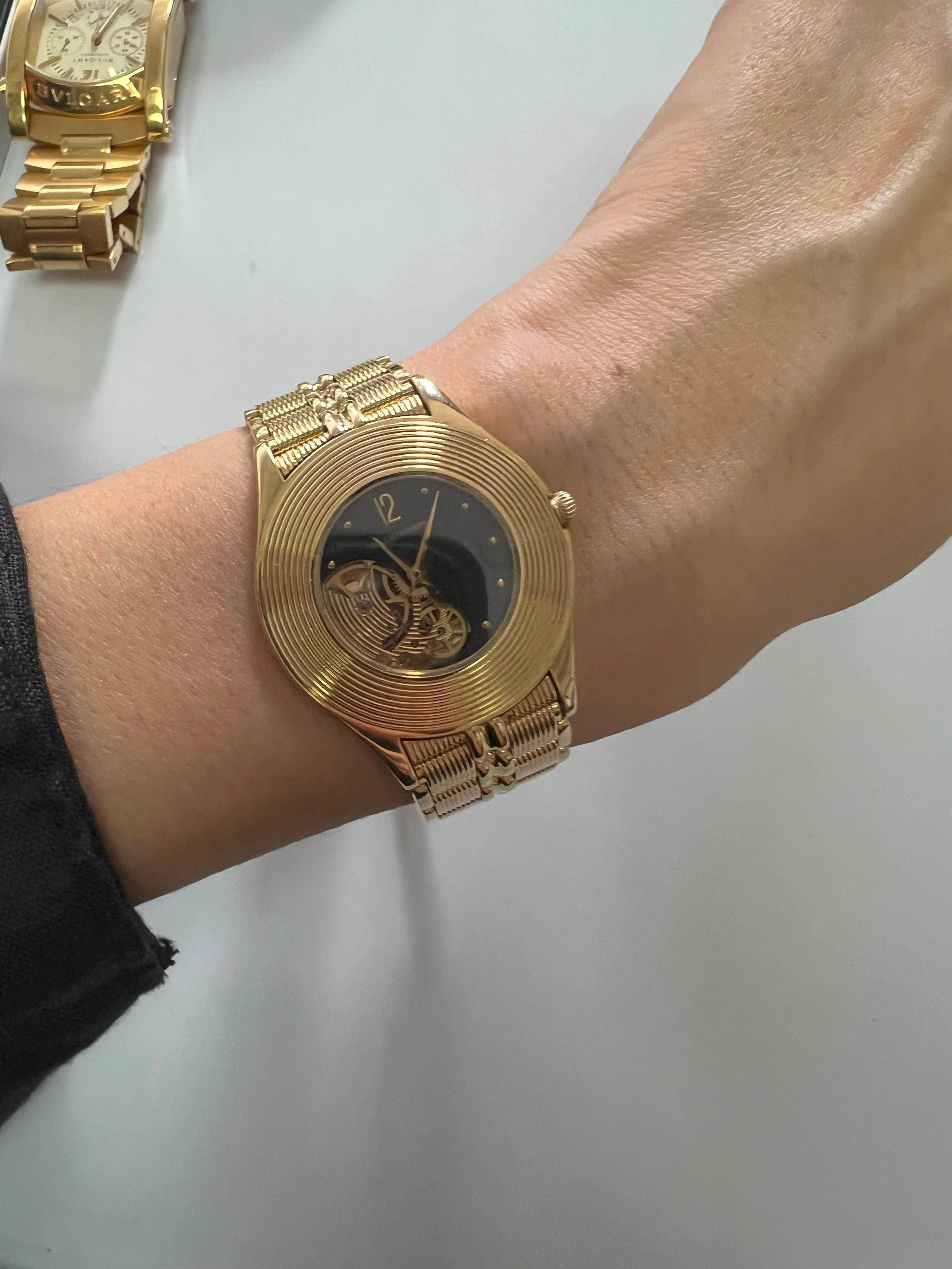 Mauboussin Black Dial 18 Karat Yellow Gold Vintage Watch