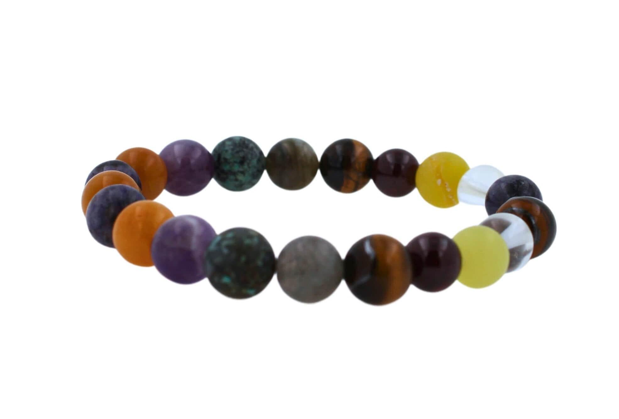 Multi Color Earth Gemstones Round Bead Stretchy Unique Statement Circle Beads Ch