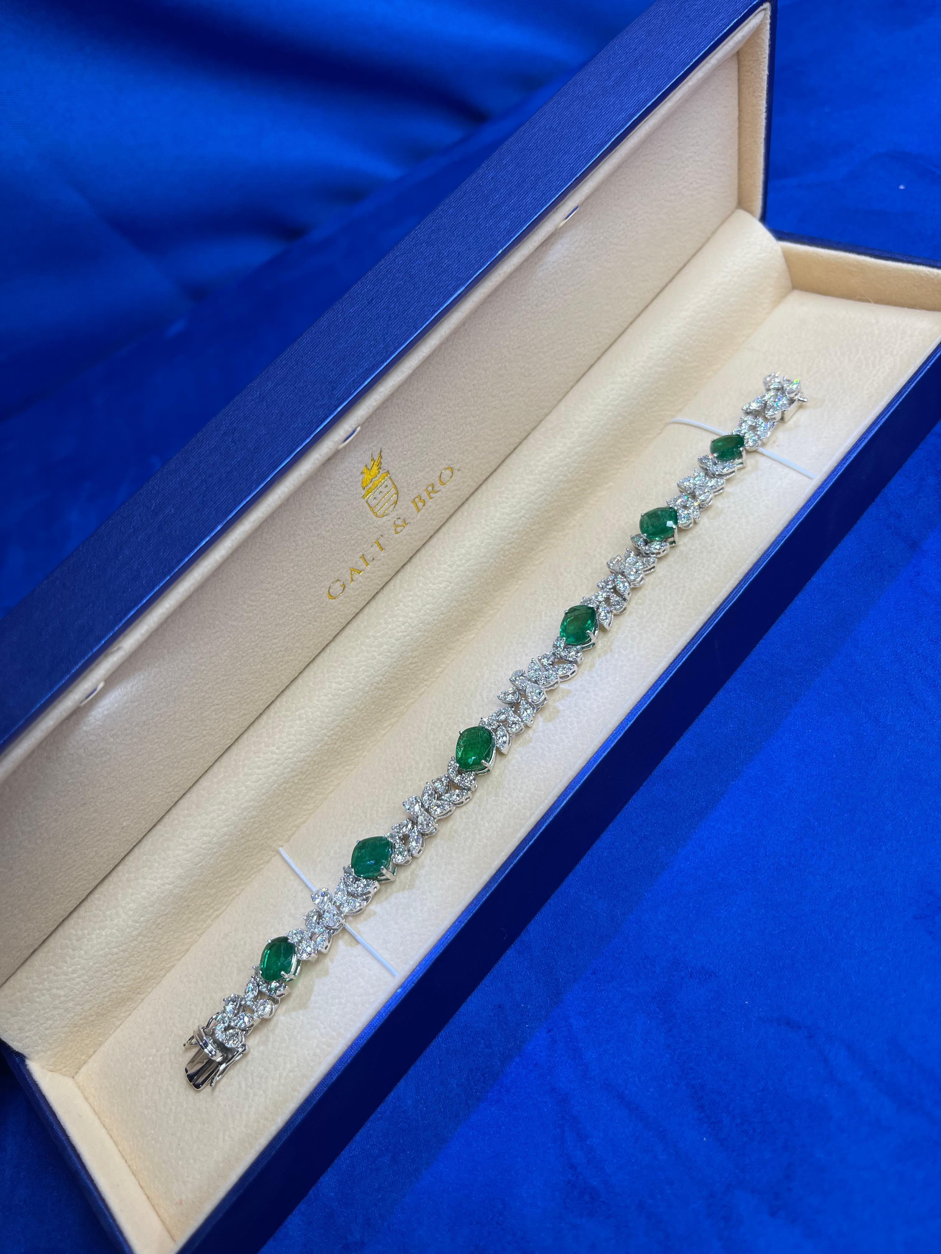 Multi Fancy Shape Green Emerald Diamond 18 Karat White Gold Tennis Bracelet