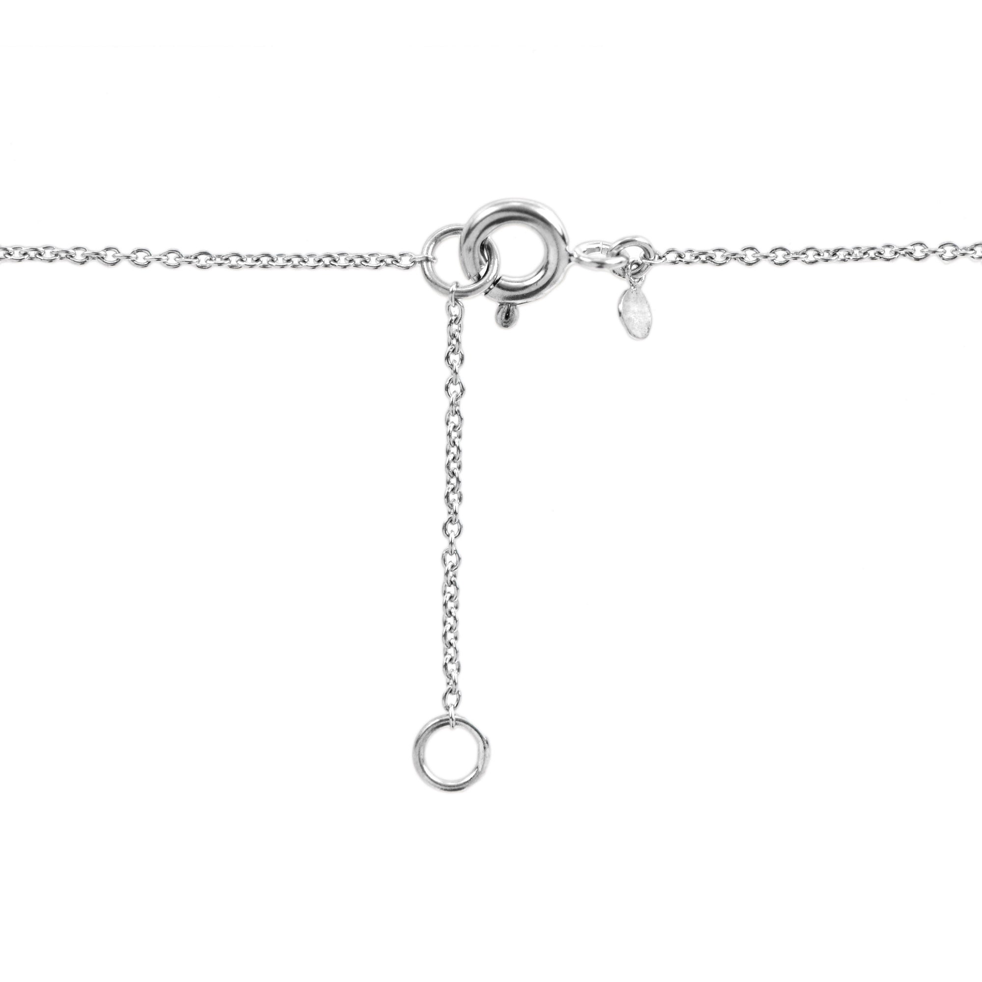 Blue Sapphire & Diamond Art Deco Style 14K White Gold Drop Pendant Necklace