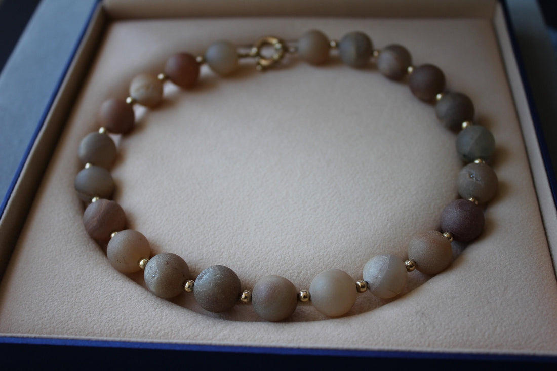 Natural Brown Pink Rutilated Quartz Round Circle Sphere Beads 14 Karat Yellow Go