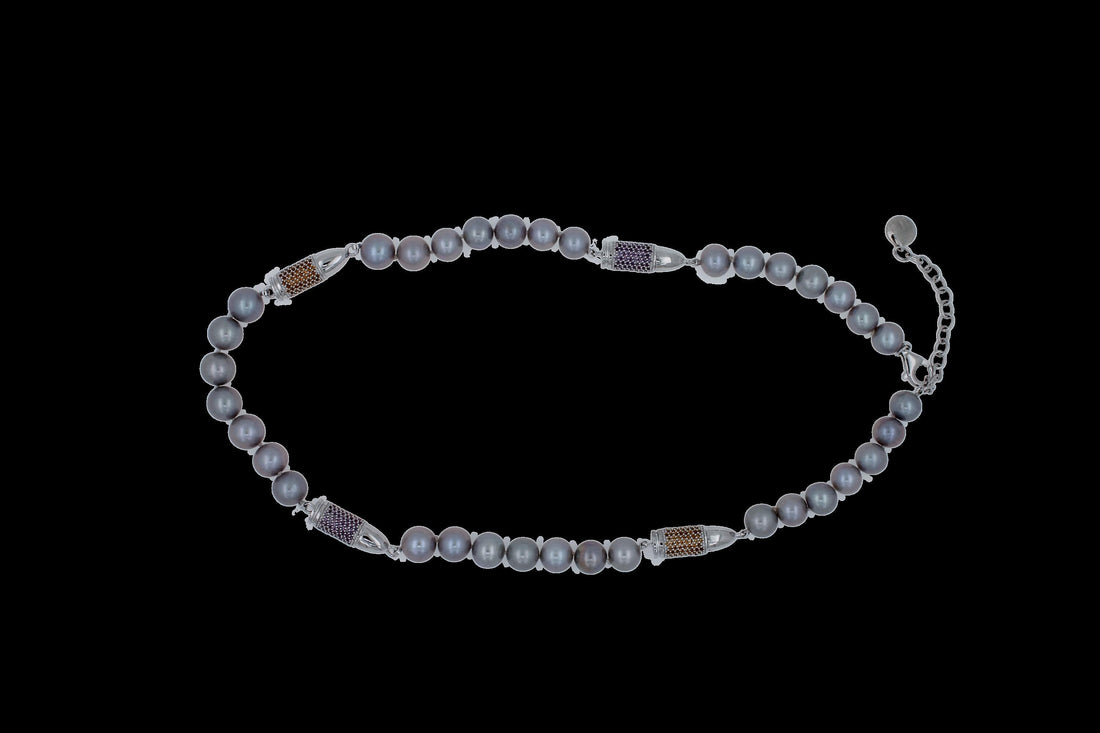 Orange Citrine Purple Violet Amethyst Pave Set Silver Rocket Bullet Grey Pearl W