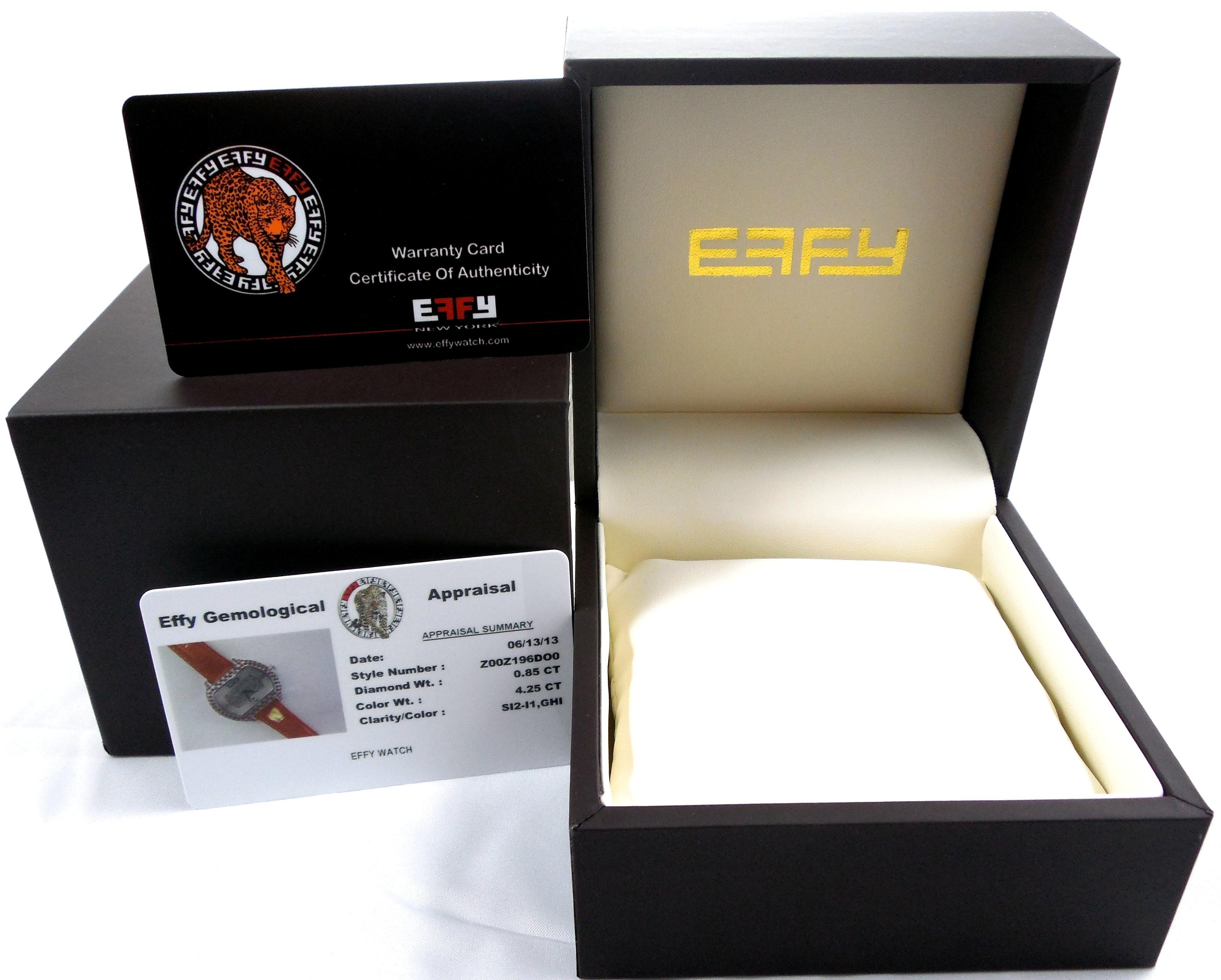 Orange Sapphire & Diamond Pave Dial Luxury Swiss Quartz Exotic Leather Watch