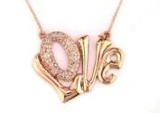 Love Symbol Diamonds Pave 14K Rose Gold Pendant Chain Necklace