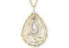 Diamond Nature Inspired Branch Scroll Leaf Pave Set 14K Gold Pendant Necklace