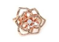 Diamond Floral Flower Lotus Petal Rose 14K Rose Gold Statement Cocktail Ring