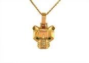 Panther Leopard Jaguar Lion Rose Gold Green Emerald Eye Diamond Pendant Necklace