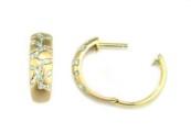 Hammered Diamonds Pave Set 14K Yellow Gold Huggie Hoops Earrings