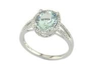 Oval Cut Blue Aquamarine Diamond Halo Pave 14K White Gold Statement Ring