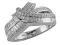 Diamond Baguette Channel Set Twist Waves 14K White Gold Statement Ring