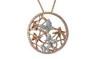Butterfly Butterflies Diamond Pave Set 14K Rose Gold Pendant Medallion Necklace