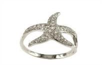 Diamonds Pave Set Star 14K Rose Gold Dainty Motif Band Ring