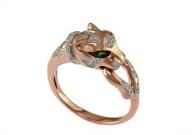 Leopard Panther Cheetah Cat Diamond Flush Set 14K Rose Gold Statement Ring