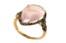 Pear Teardrop Shape Faceted Pink Rose Quartz Diamond Halo 14K Rose Gold Ring