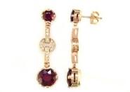 Round Red Pink Ruby Diamond 14K Rose Gold Statement Drop Dangle Earrings