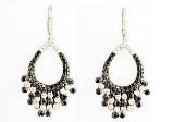 Black & White Diamonds Pave Set 14K White Gold Chandelier Tassel Dangle Earrings