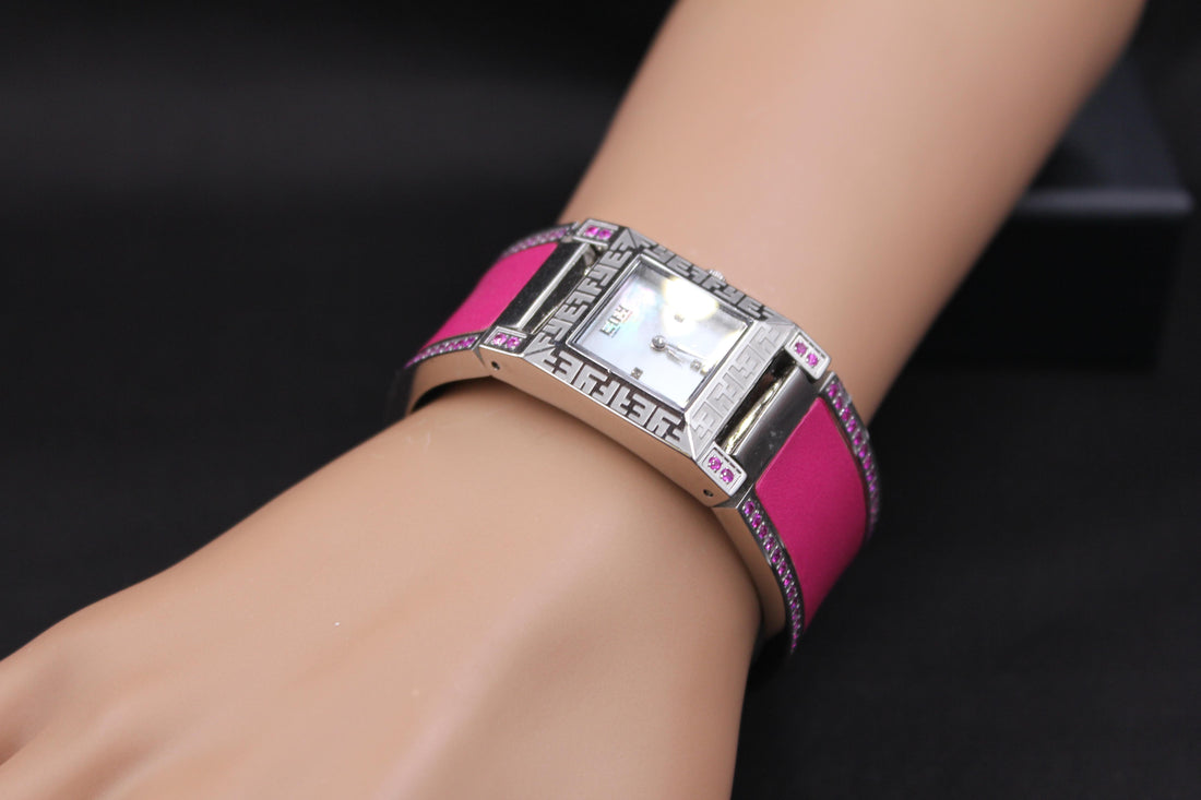 Pink Sapphire & Diamond Pave Dial Luxury Swiss Quartz Exotic Watch 2.76 Tcw