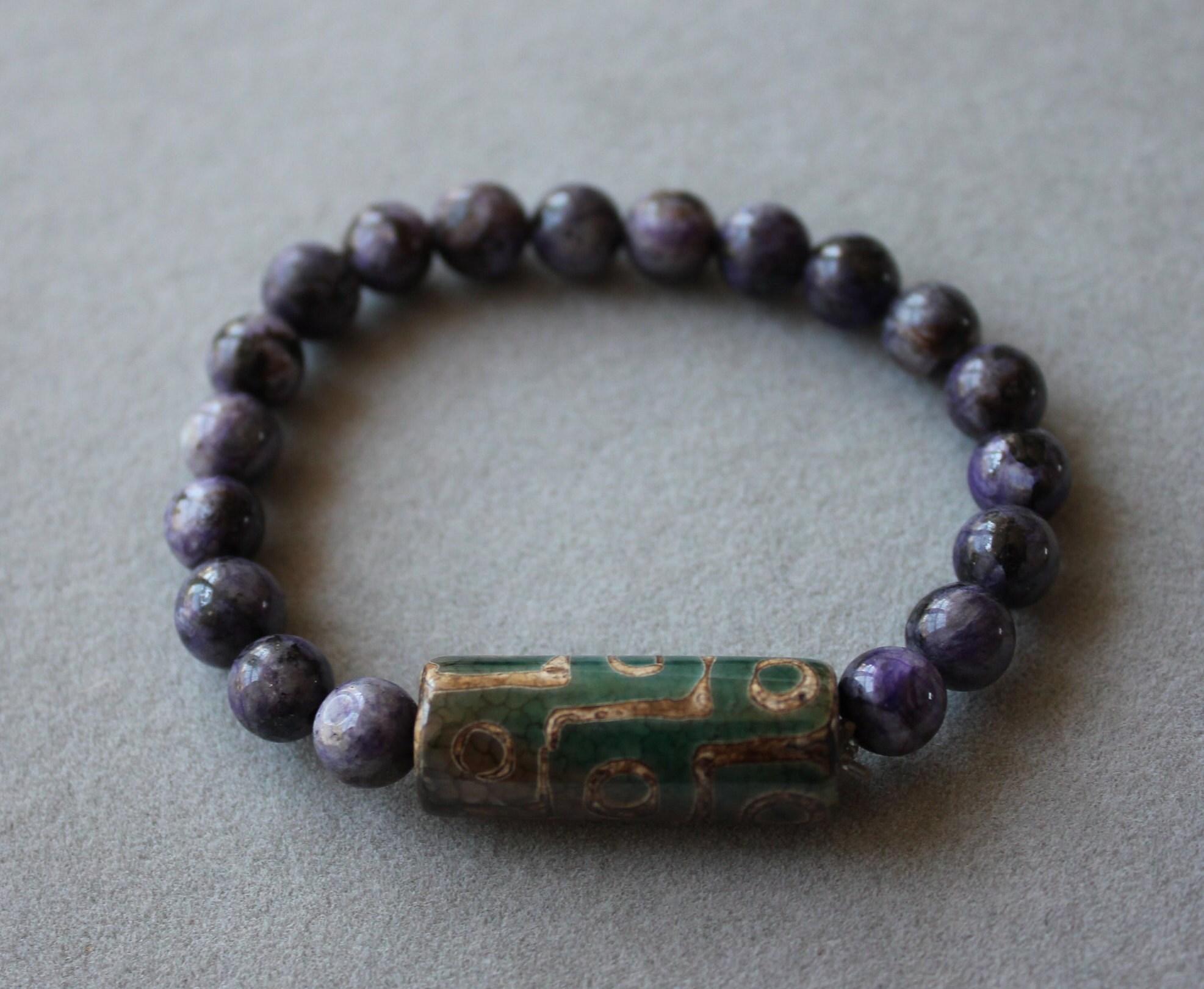 Purple Violet Lilac Amethysts Round Bead Stretchy Unique Statement Circle Beads