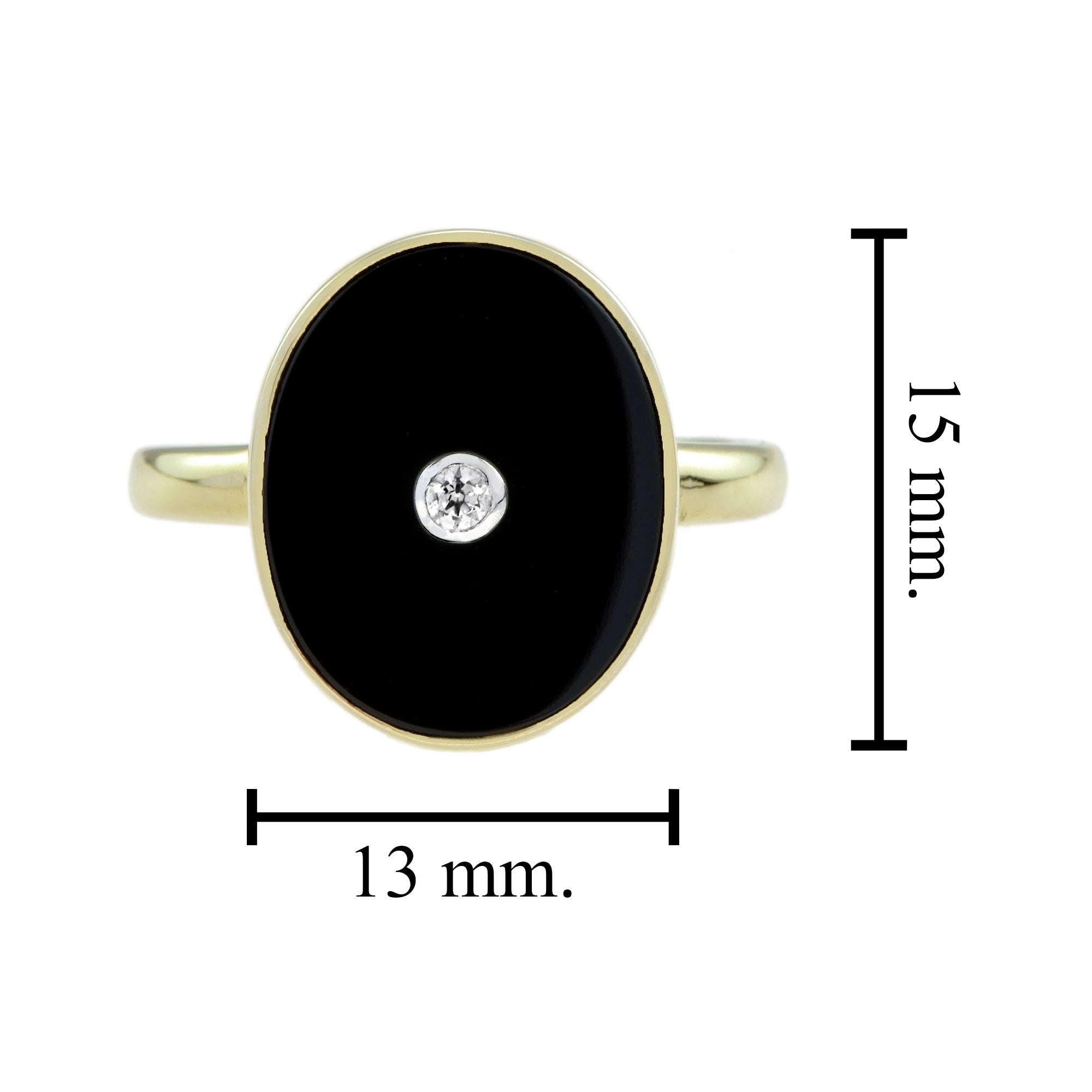 Diamond Black Onyx Art Deco Style Oval Shape 14K White Gold Ring