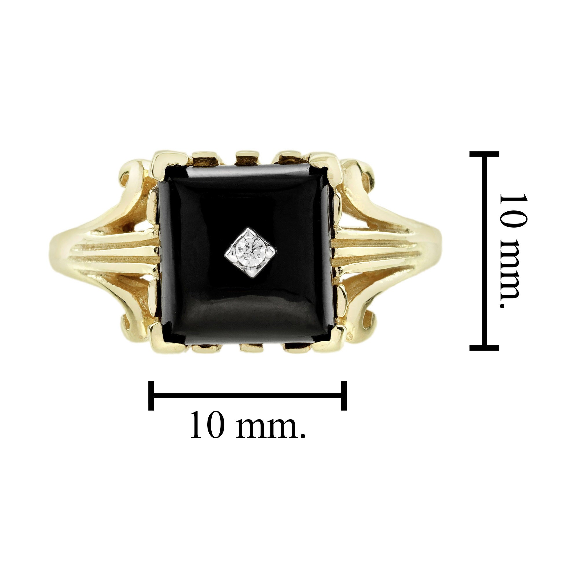 Diamond & Black Onyx Art Deco Style Yellow Gold Ring
