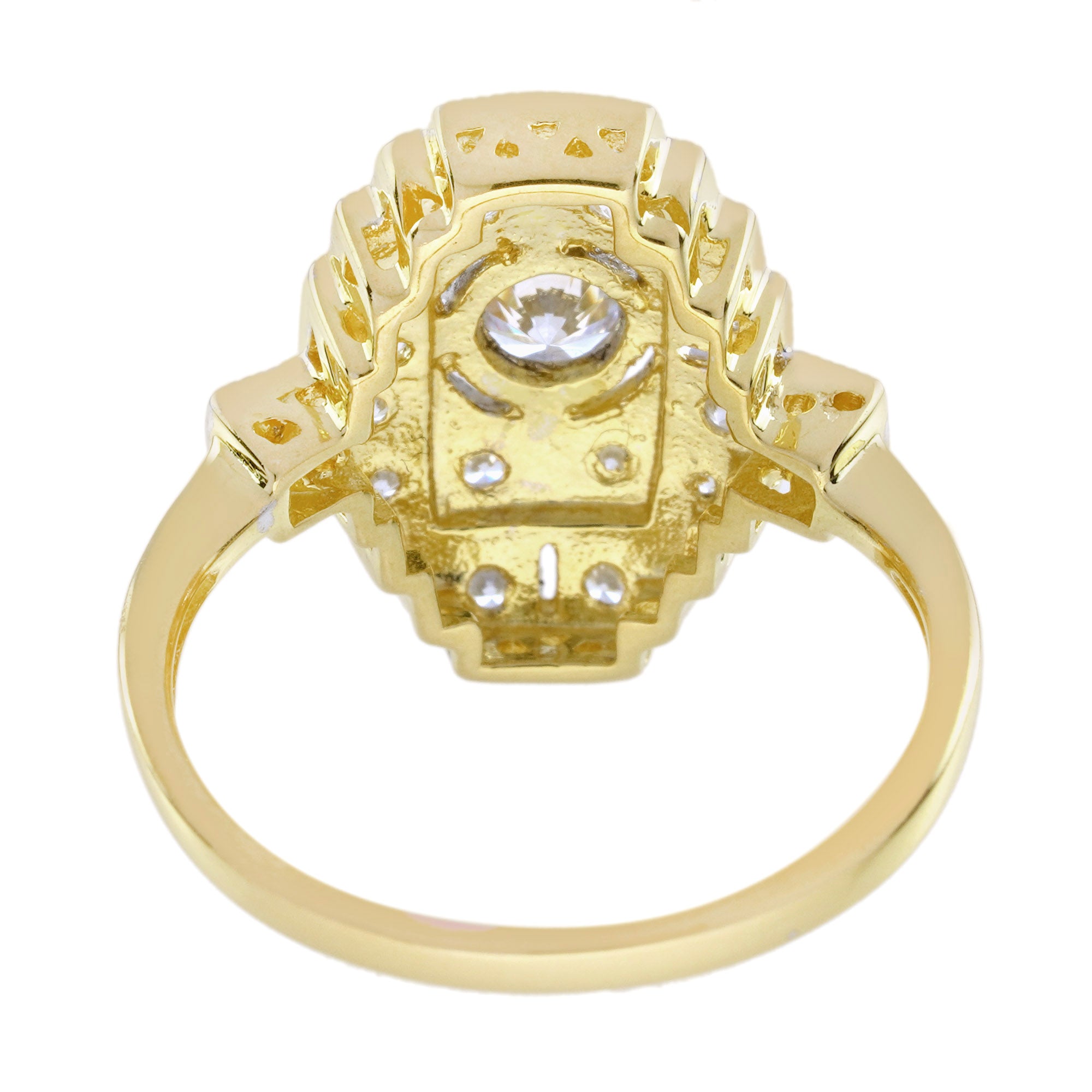 Diamond Art Deco Style Engagement Ring in Two Tone Gold