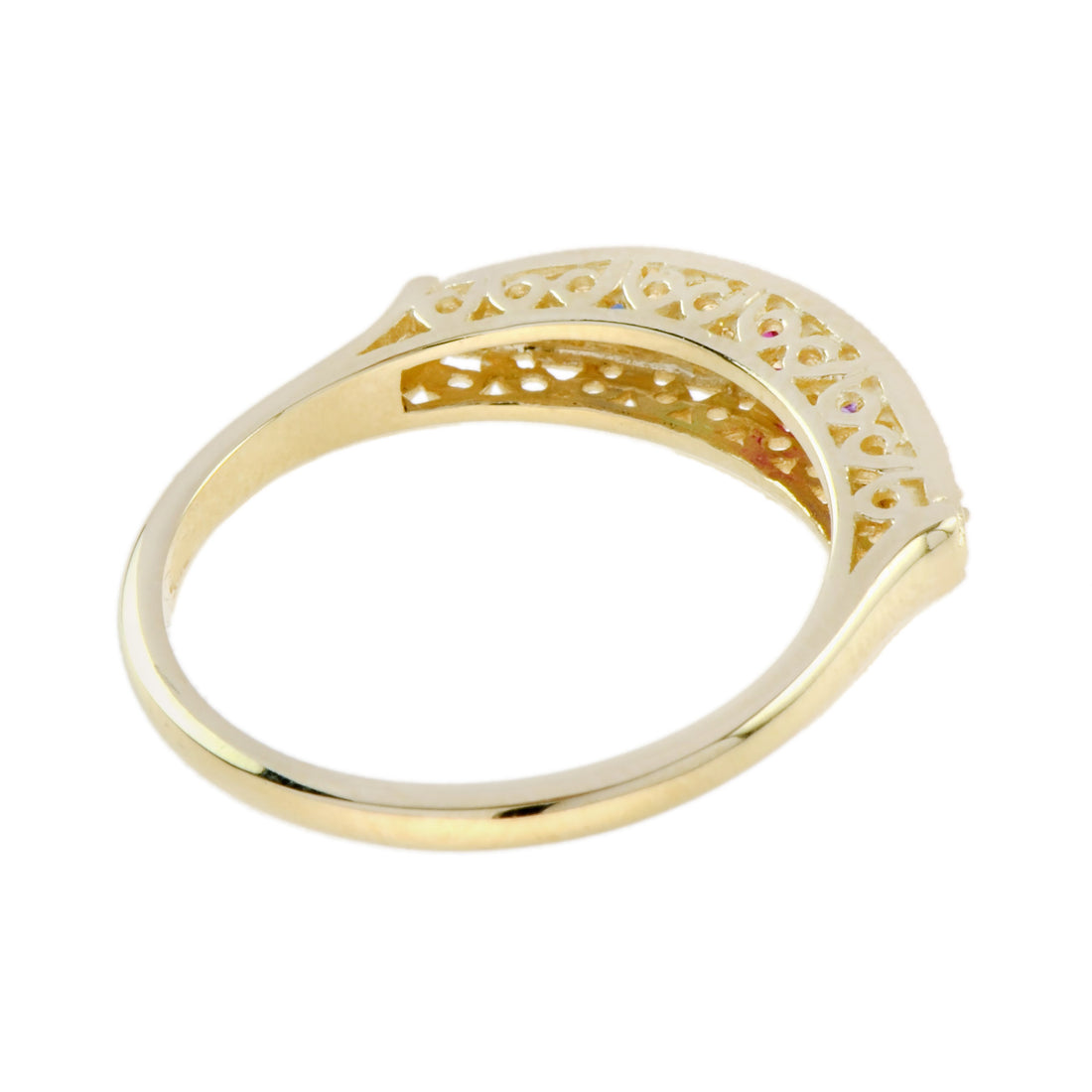 Multi Color Gemstone Vintage Style 9K Yellow Gold Ring