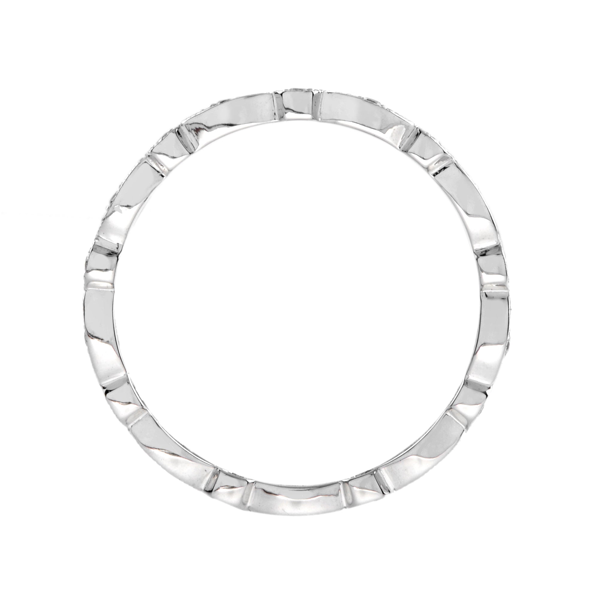 Art Deco Style Round & Marquise Diamond Eternity Band 18K White Gold Ring