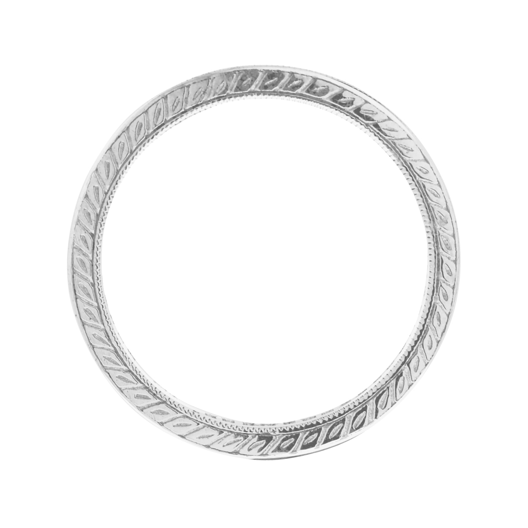 Slim French Cut Emerald Art Deco Style Channel Set Eternity Band 14K White Ring