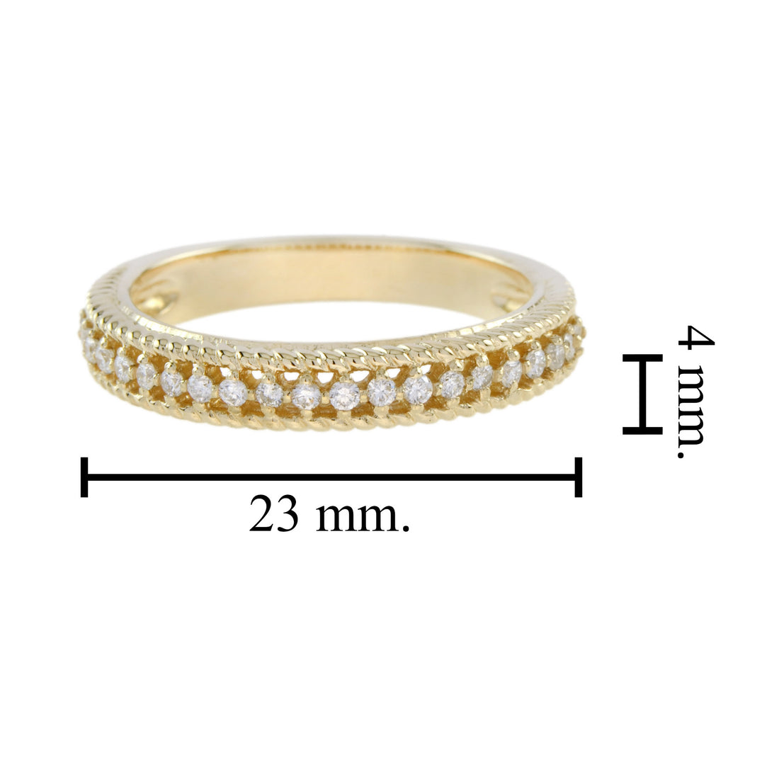 Vintage Style Diamond Half Eternity Wedding Band Ring