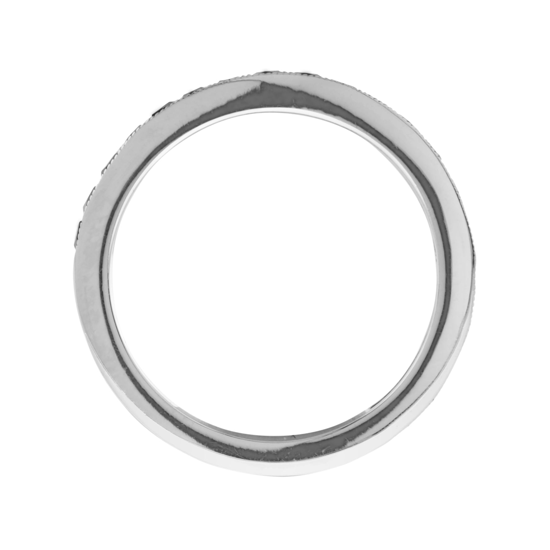 French Cut Blue Sapphire Channel Set Half Eternity 14K White Gold Ring